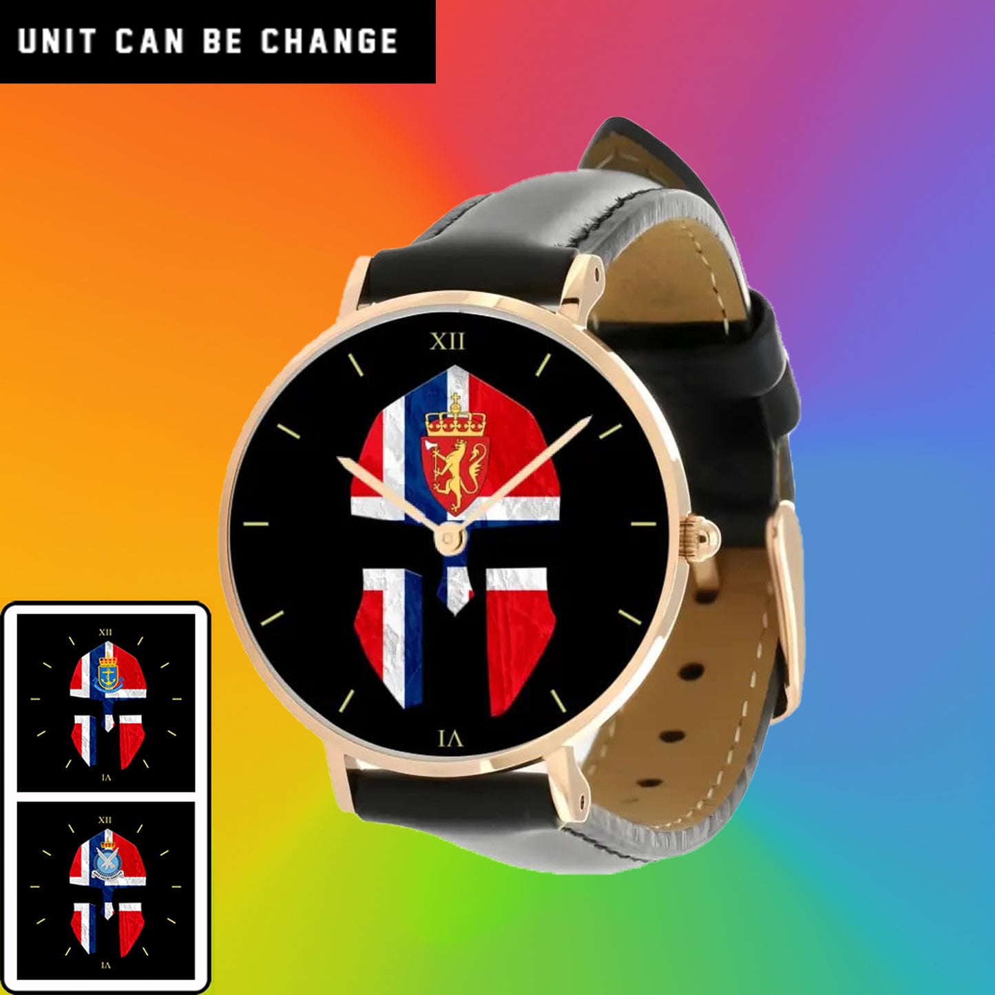 Norway Soldier/ Veteran  Black Stitched Leather Watch - 17116704