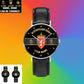Personalized Norway Soldier/ Veteran With Name And Rank Black Stitched Leather Watch - 17097696 - Gold Version