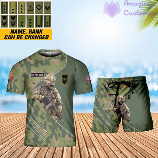 Personalized Norway Soldier/ Veteran Camo With Name And Rank Combo T-Shirt + Short 3D Printed -15052401QA