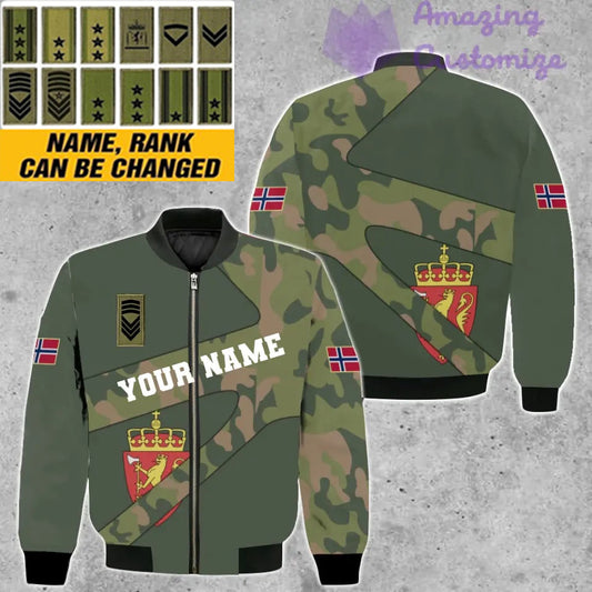 Personalized Norway Soldier/ Veteran Camo With Name And Rank Bomber Jacket 3D Printed - 300124QA