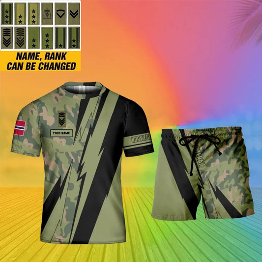 Personalized Norway Soldier/ Veteran Camo With Name And Rank Combo T-Shirt + Short 3D Printed -03042401QA