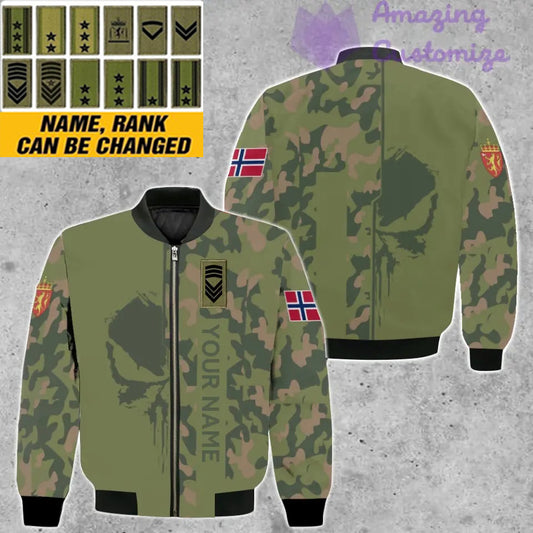 Personalized Norway Soldier/ Veteran Camo With Name And Rank Bomber Jacket 3D Printed - 10052401QA