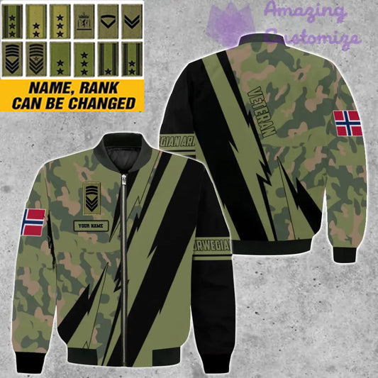 Personalized Norway Soldier/ Veteran Camo With Name And Rank Bomber Jacket 3D Printed - 03042401QA