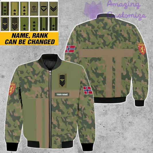 Personalized Norway Soldier/ Veteran Camo With Name And Rank Bomber Jacket 3D Printed - 07052401QA
