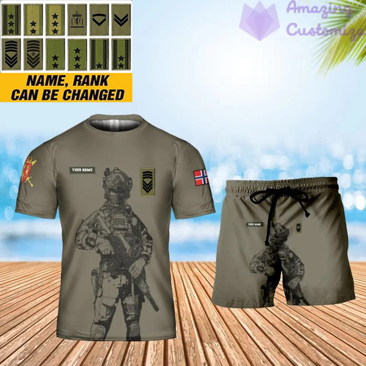 Personalized Norway Soldier/ Veteran Camo With Name And Rank Combo T-Shirt + Short 3D Printed -17042401QA