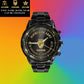 Personalized Norway Soldier/ Veteran With Name, Rank and Year Black Stainless Steel Watch - 26042401QA - Gold Version