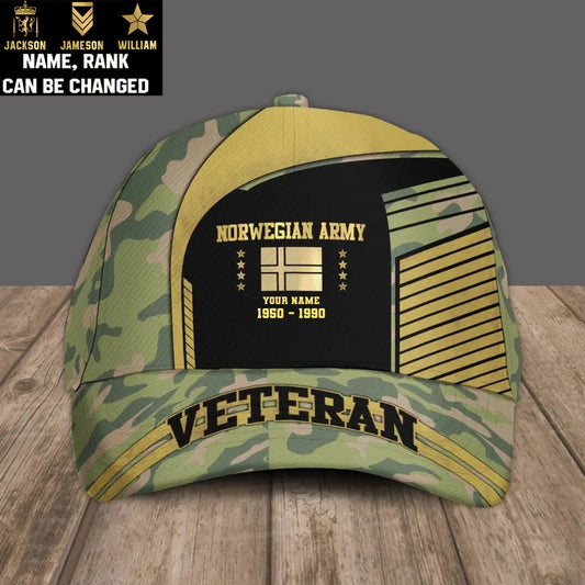 Personalized Rank And Name Norway Soldier/Veterans Camo Baseball Cap Veteran - 2103240001