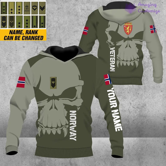 Personalized Norway Soldier/ Veteran Camo With Name And Rank Hoodie 3D Printed - 1602240001