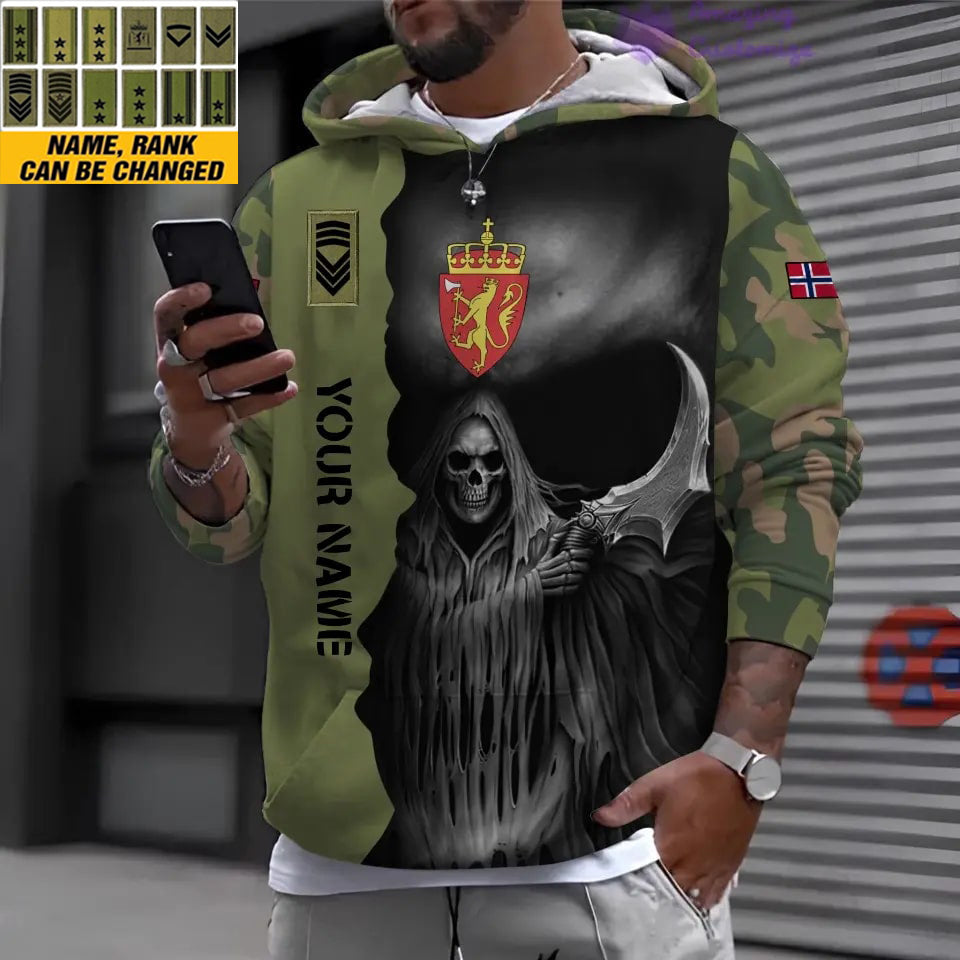 Personalized Norway Soldier/Veteran with Name and Rank 3D Hoodie All Over Printed - 2601240001QA
