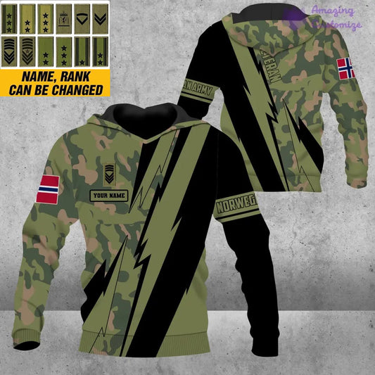 Personalized Norway Soldier/Veteran with Name and Rank Hoodie All Over Printed - 17121024
