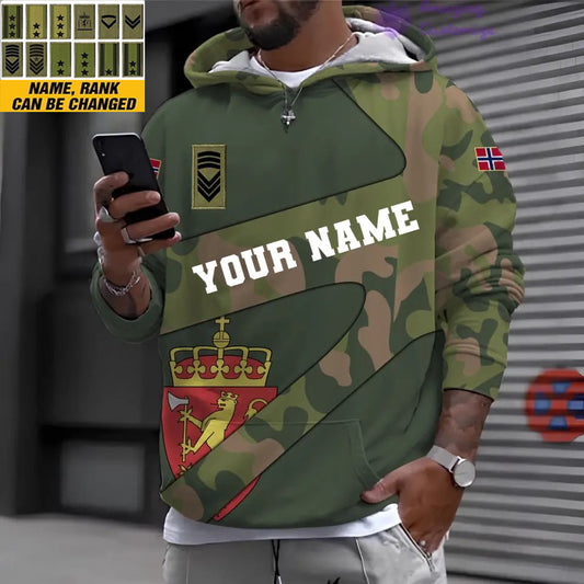 Personalized Norway Soldier/Veteran with Name and Rank 3D Hoodie All Over Printed - 17065728