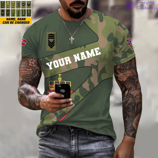 Personalized Norway Soldier/ Veteran Camo With Name And Rank T-shirt 3D Printed - 3001240001QA