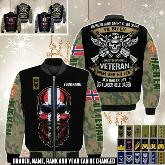 Personalized Norway Soldier/Veteran Camo with Name and Rank Bomber All Over Printed - 17410464