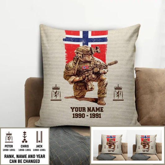 Personalized Norway Soldier/ Veteran With Name, Year And Rank Pillow 3D Printed - 17199648