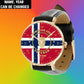Personalized Norway Soldier/ Veteran With Name And Year Black Stitched Leather Watch - 17120160 - Gold Version