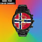Personalized Norway Soldier/ Veteran With Name And Rank Black Stainless Steel Watch - 17120160 - Gold Version