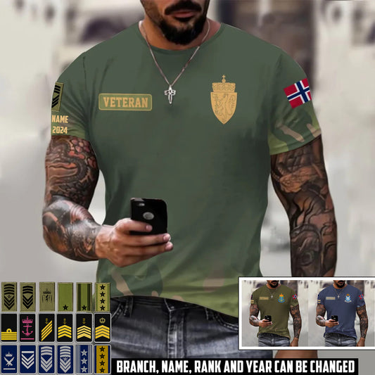 Personalized Norway Soldier/Veteran Camo with Name, Year and Rank T-Shirt All Over Printed - 17407872