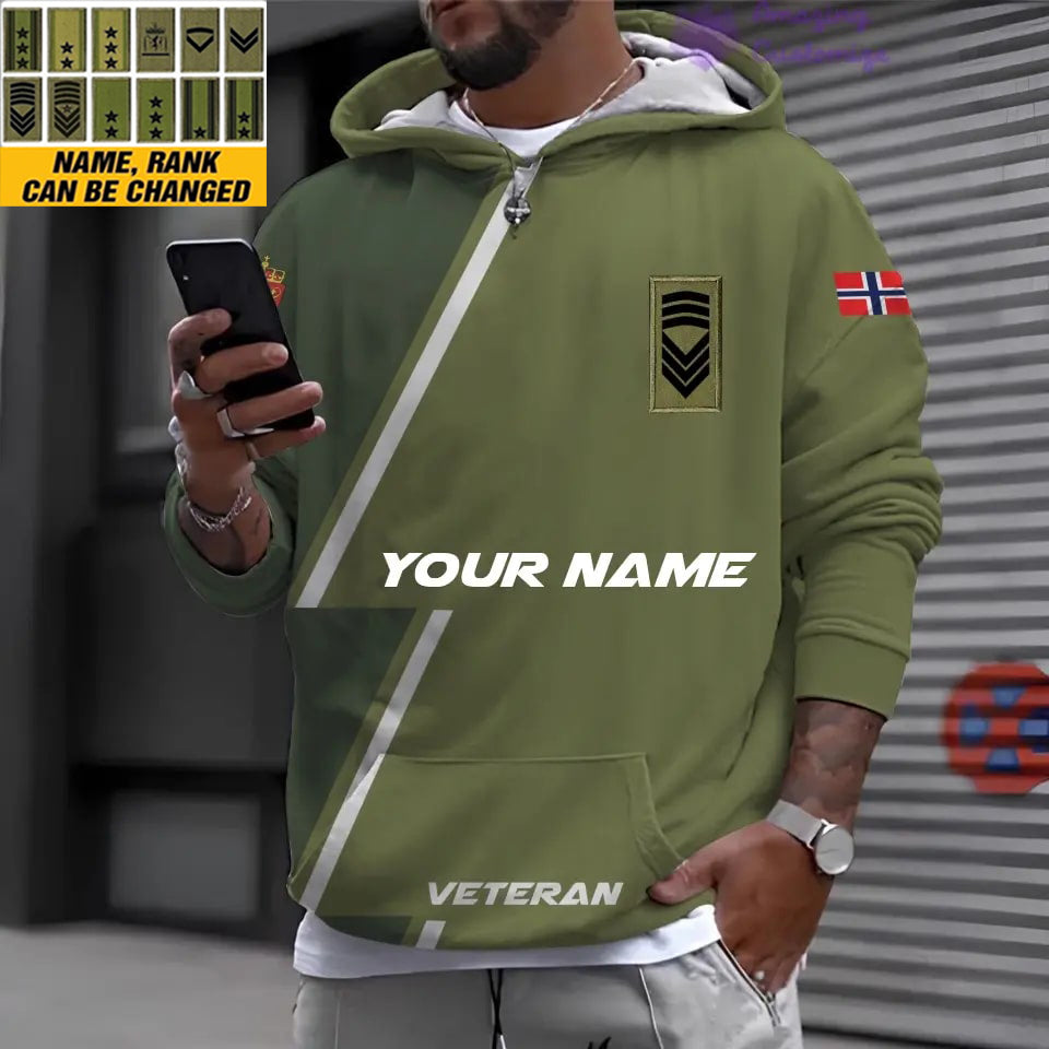 Personalized Norway Soldier/Veteran with Name and Rank Hoodie All Over Printed - 17161632