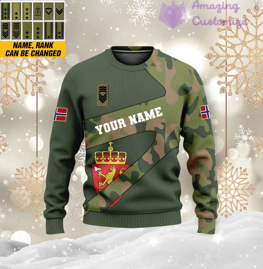 Personalized Norway Soldier/ Veteran Camo With Name And Rank Ugly Sweater 3D Printed - 2601240001