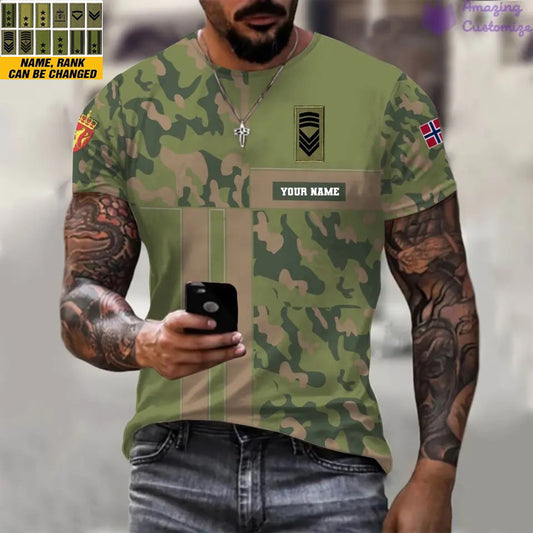Personalized Norway Soldier/Veteran with Name and Rank T-shirt All Over Printed - 07052401QA