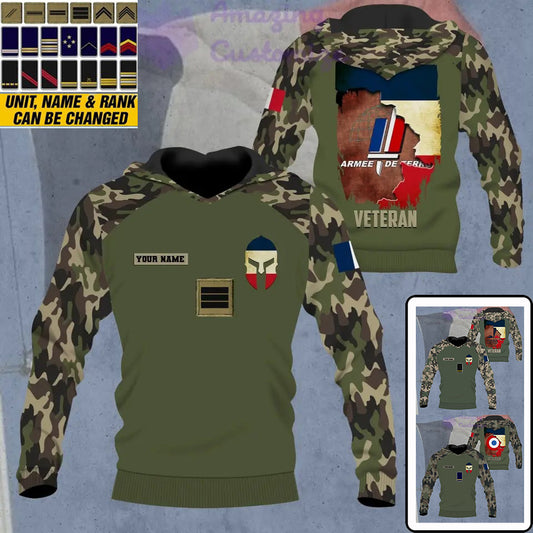 Personalized France Soldier/ Veteran Camo With Name And Rank Hoodie - 1306230001