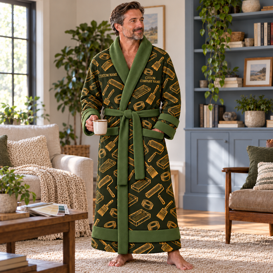 Painter Occupational Emblems Bathrobe — Olive lifestyle hero