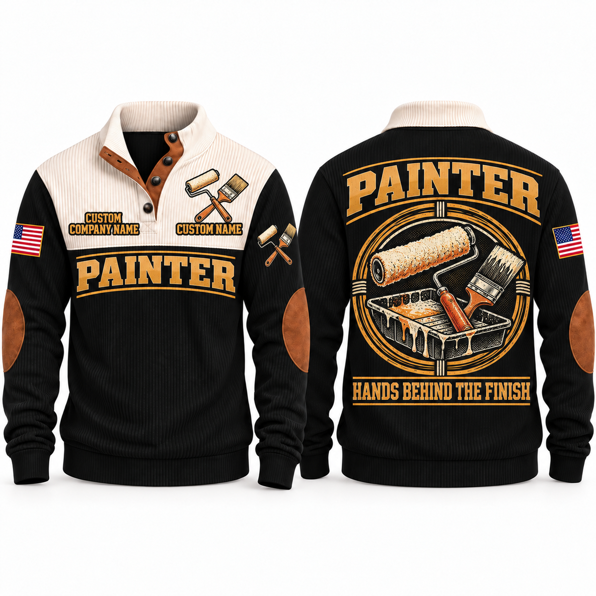 Personalized Painter Hands Behind the Finish Sports Sweatshirt — Black variant