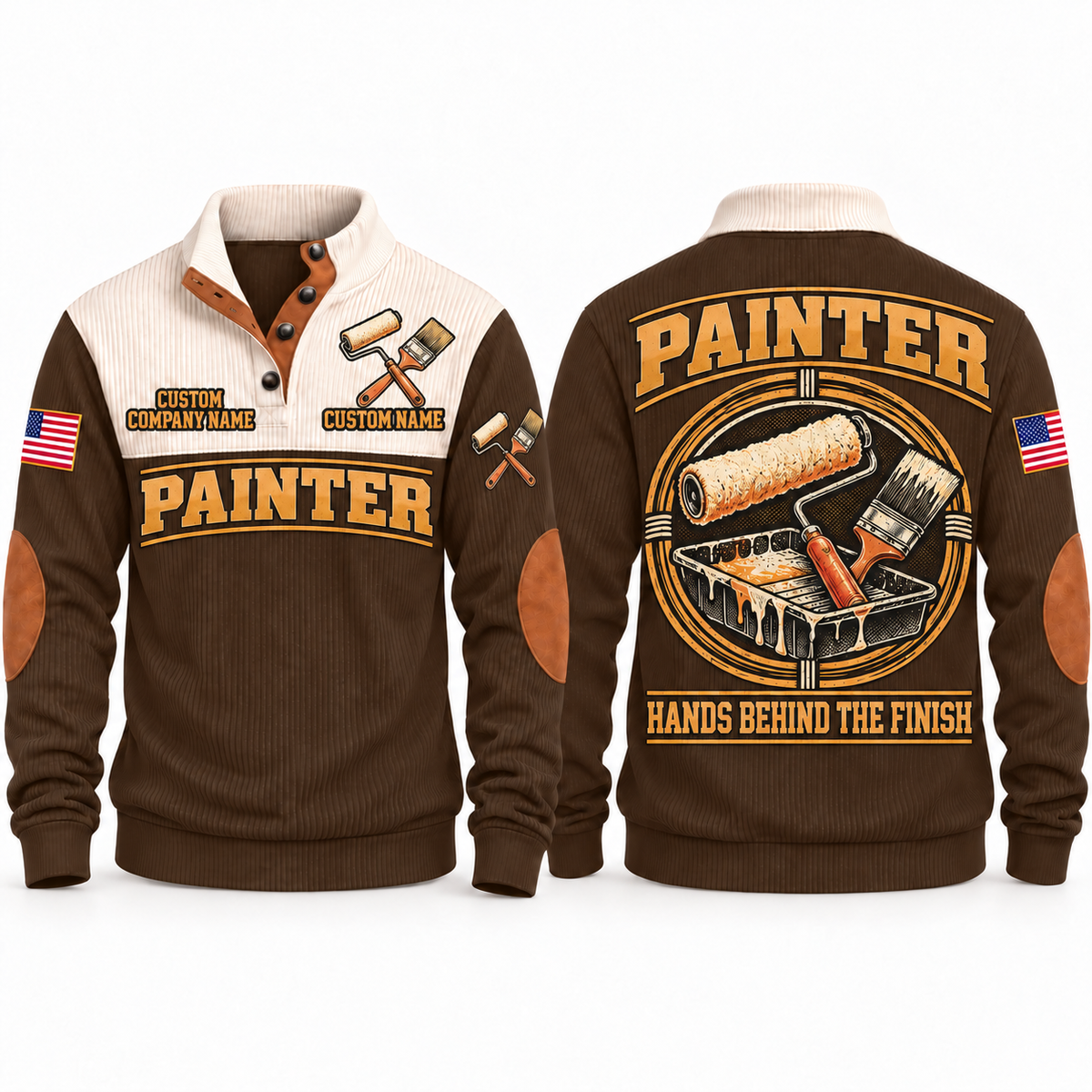 Personalized Painter Hands Behind the Finish Sports Sweatshirt — Brown variant