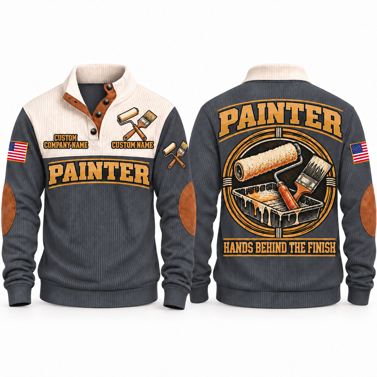 Personalized Painter Hands Behind the Finish Sports Sweatshirt — Grey variant