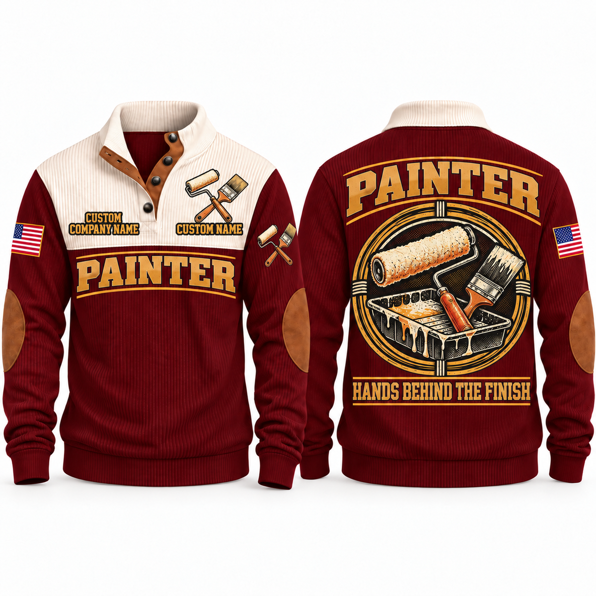 Personalized Painter Hands Behind the Finish Sports Sweatshirt — Jujube Red variant