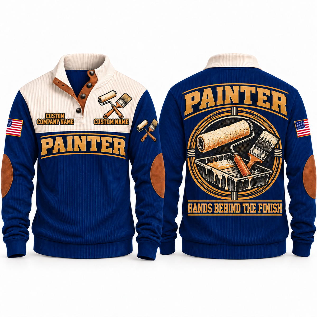 Personalized Painter Hands Behind the Finish Sports Sweatshirt — Navy variant