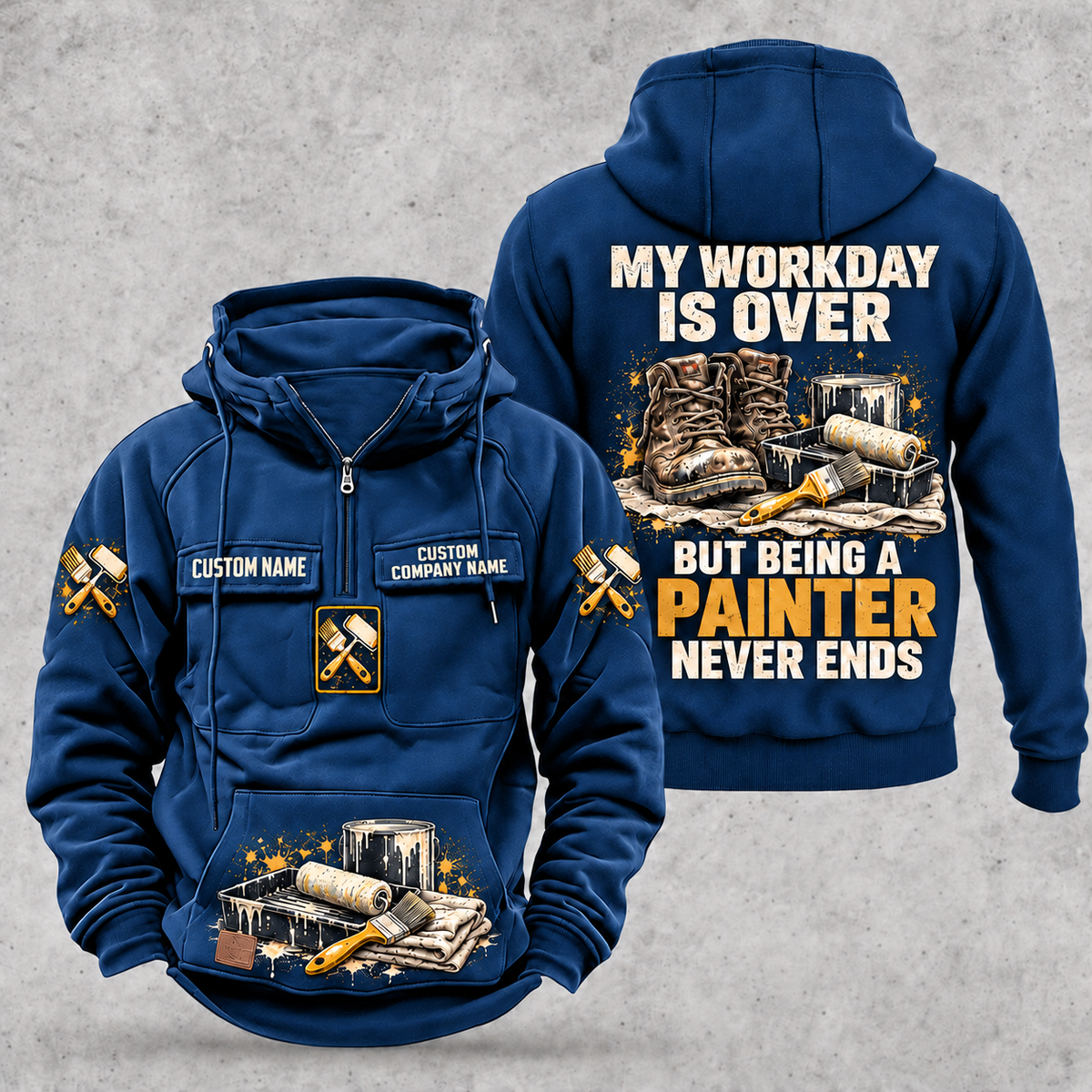 Painter Never Ends Vintage Hoodie — Dark Blue variant