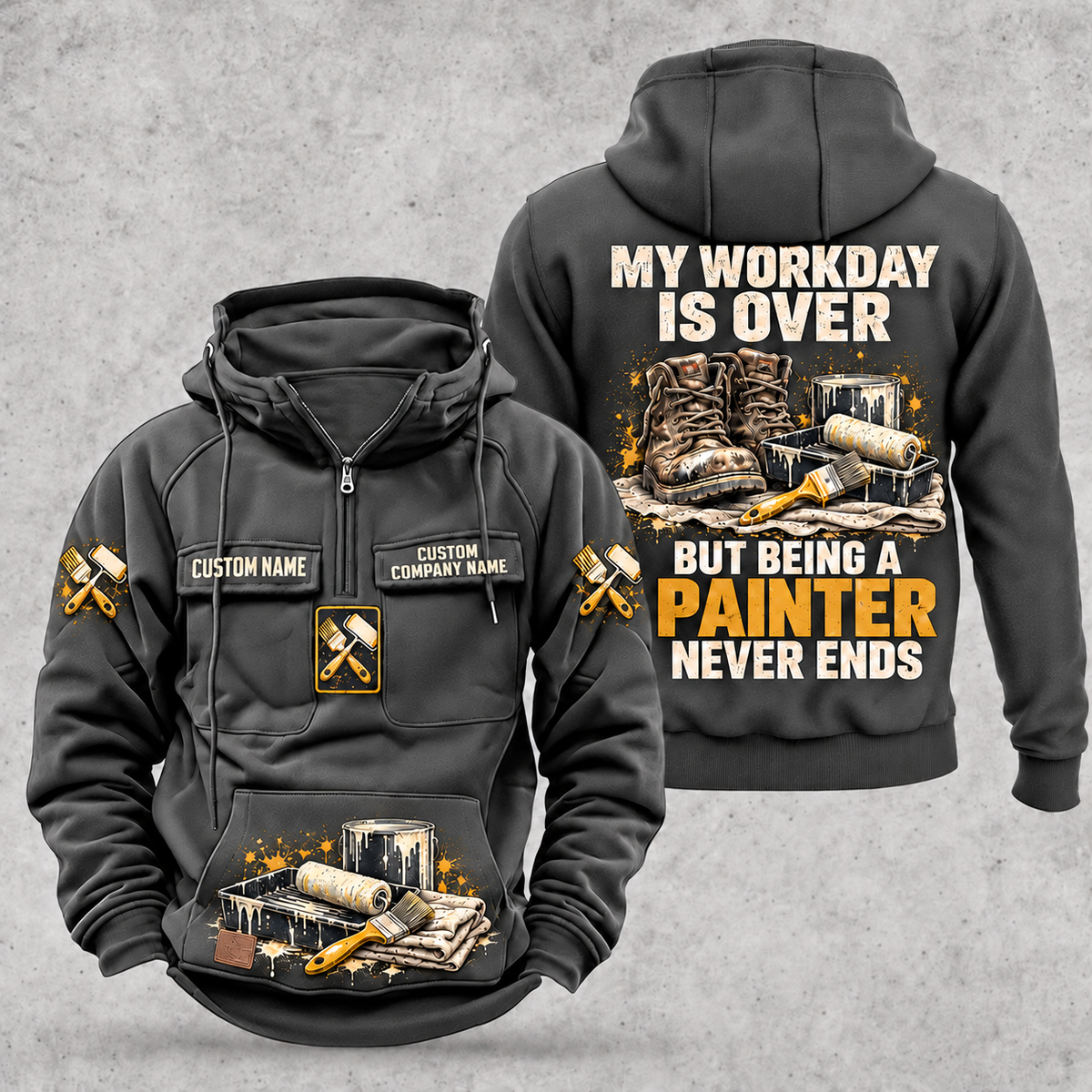 Painter Never Ends Vintage Hoodie — Dark Gray variant
