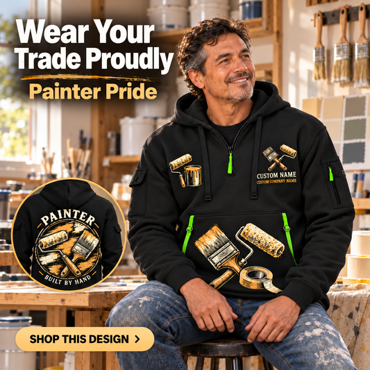 Personalized Painter Built by Hand Quarter Zip Hoodie — dedicated listing hero