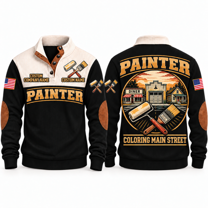 Personalized Painter Coloring Main Street Sports Sweatshirt — Black variant