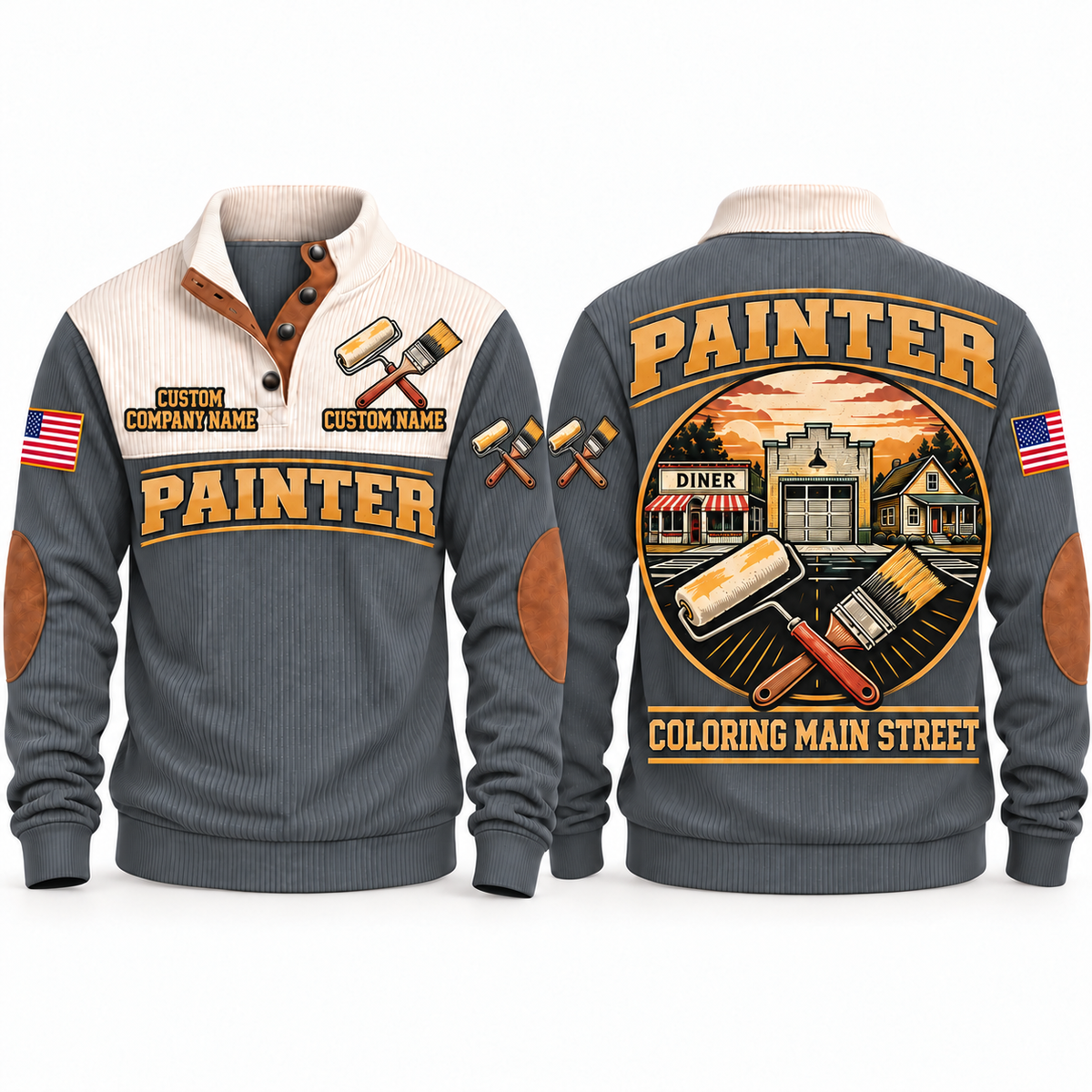 Personalized Painter Coloring Main Street Sports Sweatshirt — Grey variant