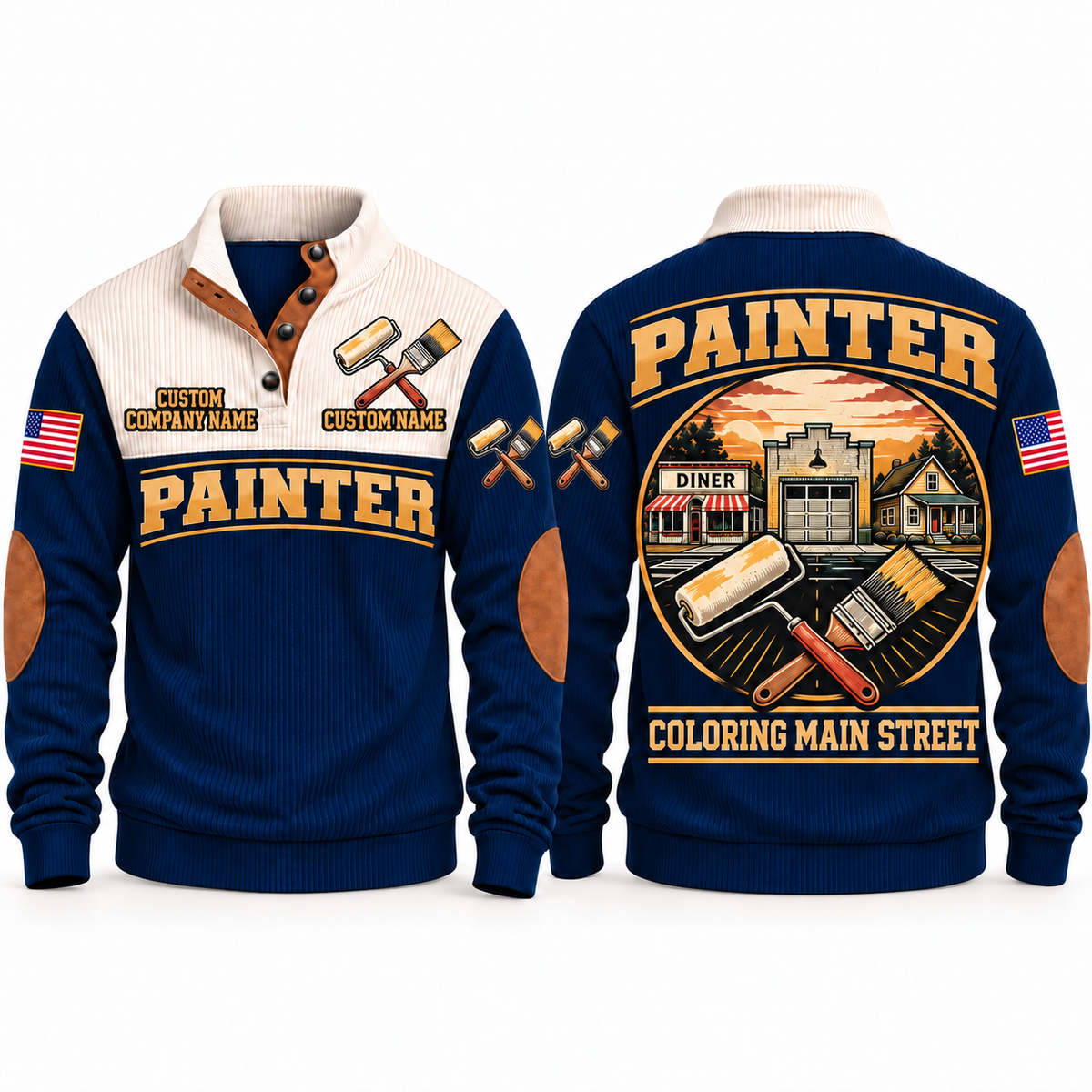Personalized Painter Coloring Main Street Sports Sweatshirt — Navy variant
