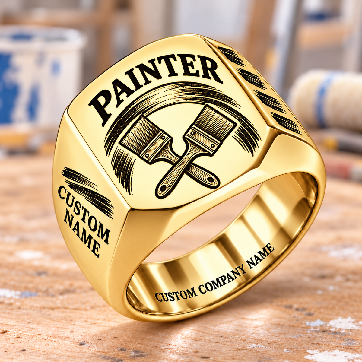 Painter Heritage Brush Signet Ring — Gold variant