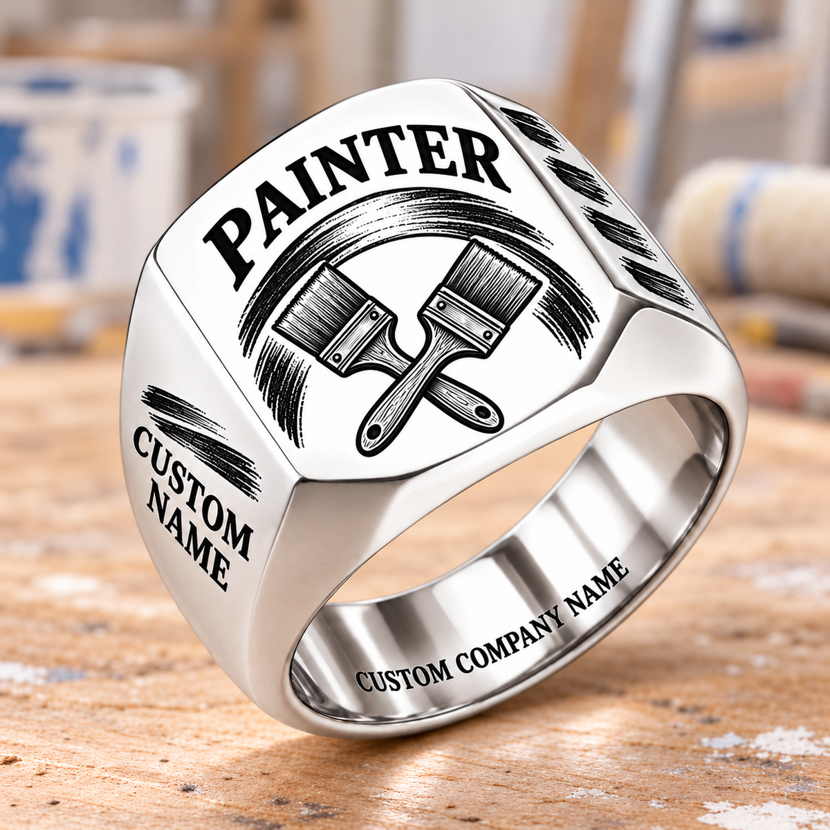 Painter Heritage Brush Signet Ring — Silver variant