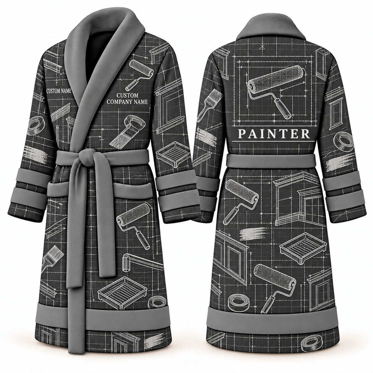 Personalized Painter Bathrobe – Blueprint Workshop — Slate variant