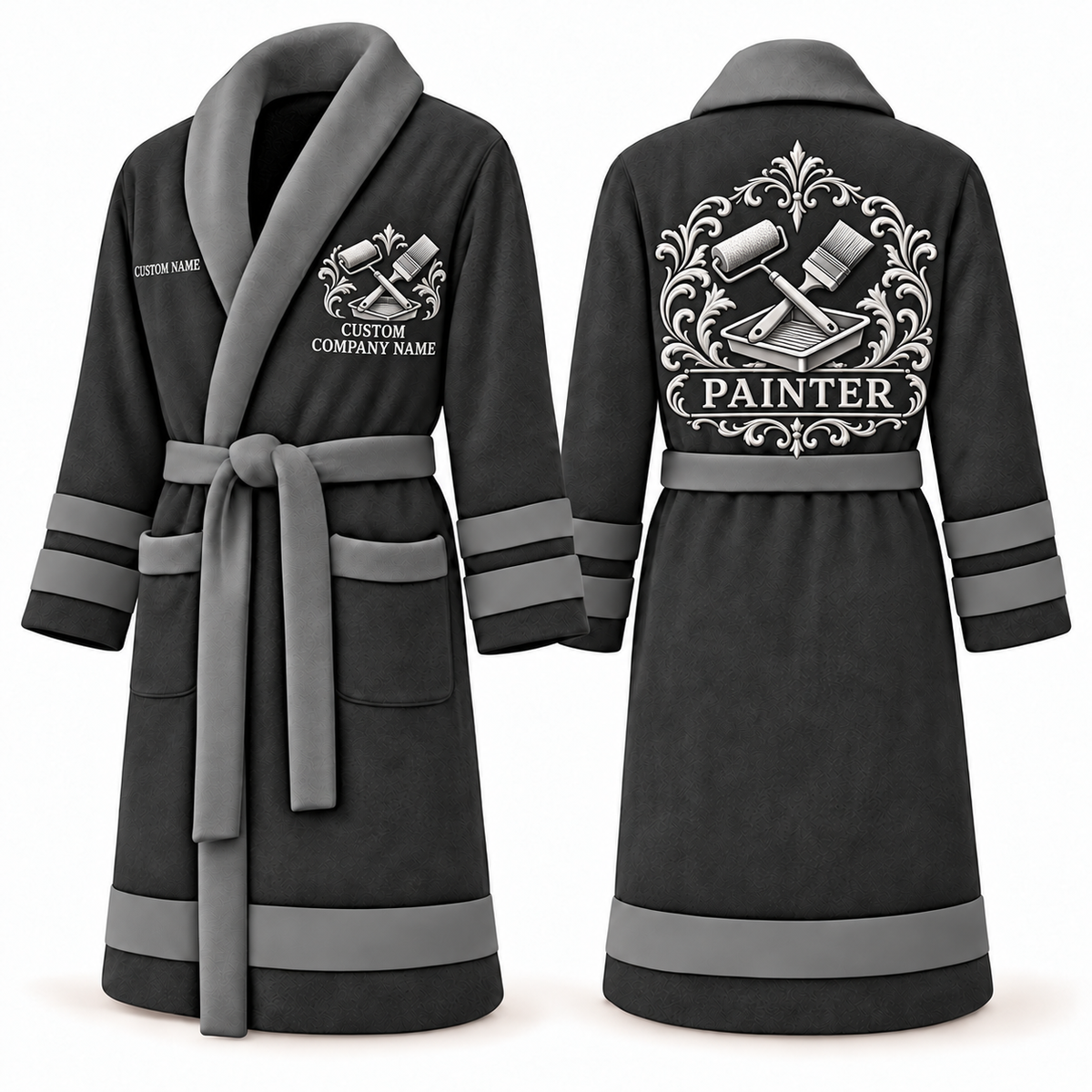 Personalized Painter Bathrobe – Heritage Crest — Slate variant