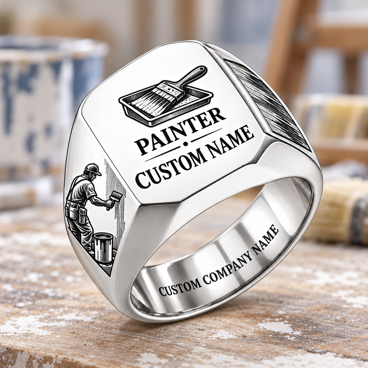 Painter Signature Crest Signet Ring — Silver variant