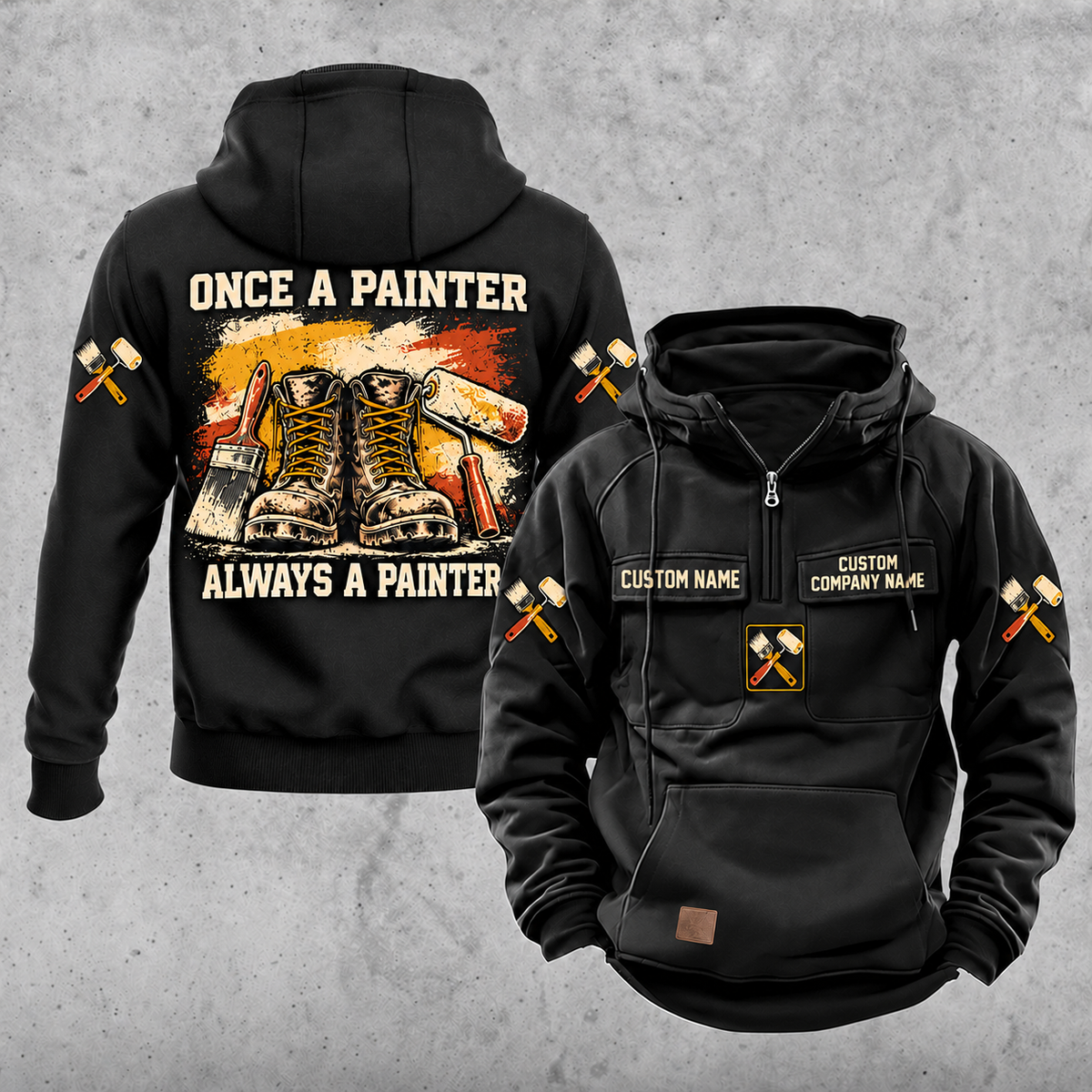 Personalized Painter Once and Always Vintage Hoodie — Black variant