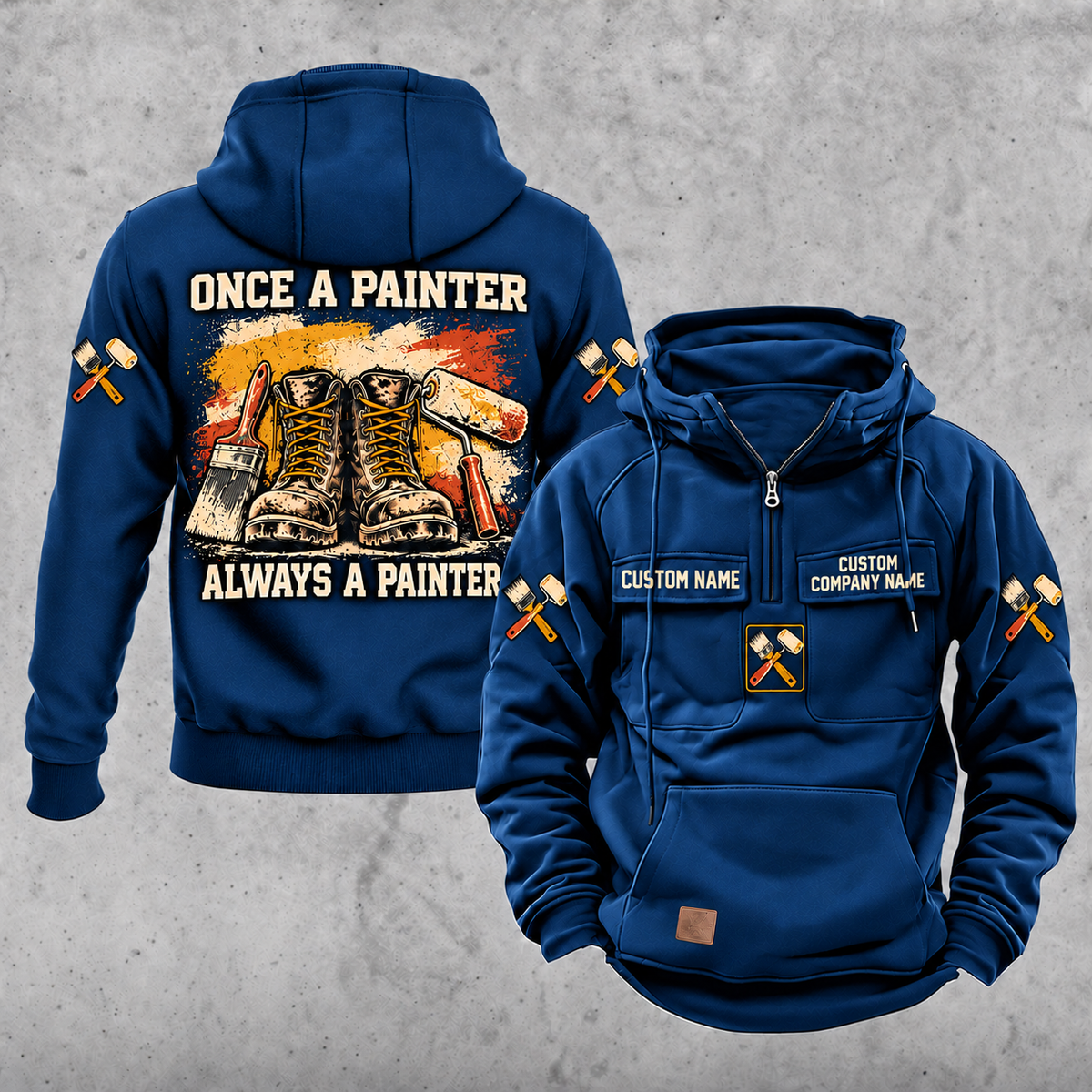 Personalized Painter Once and Always Vintage Hoodie — Dark Blue variant