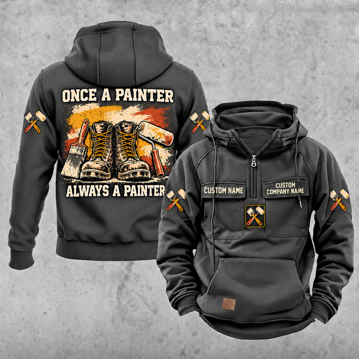 Personalized Painter Once and Always Vintage Hoodie — Dark Gray variant