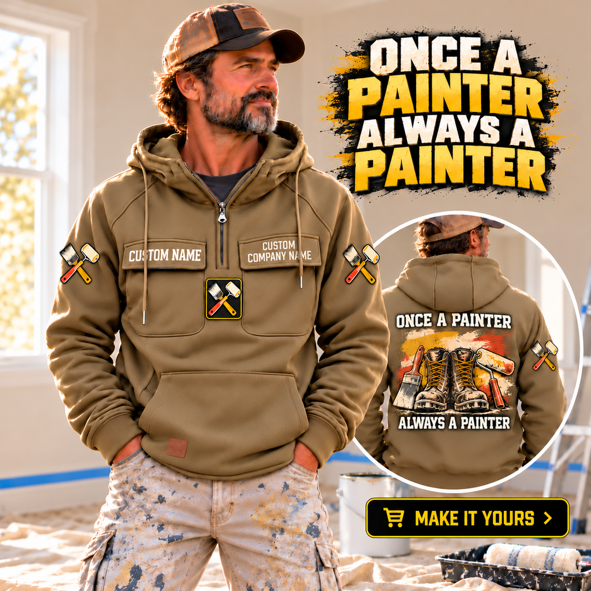 Personalized Painter Once and Always Vintage Hoodie — dedicated listing hero, final layout