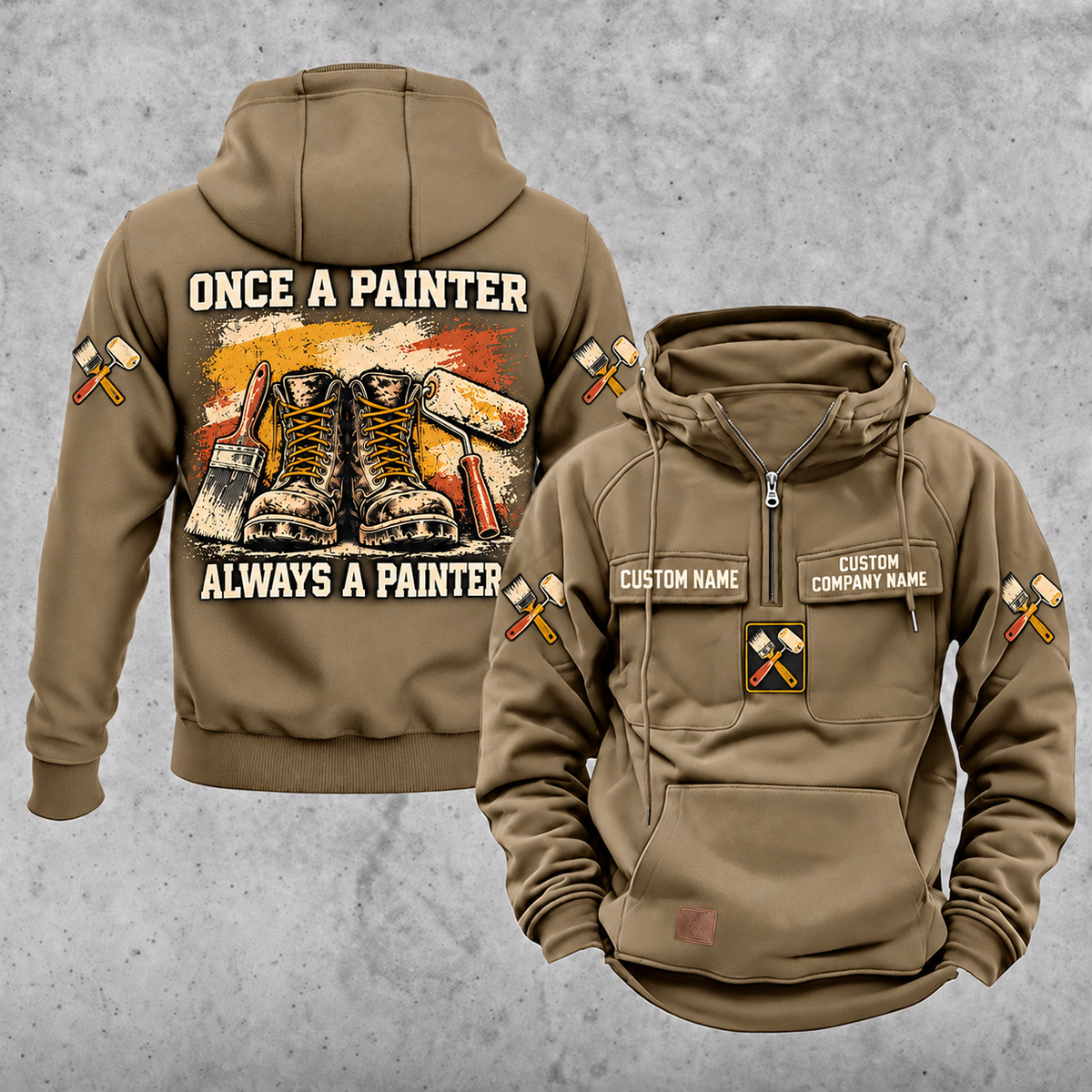 Personalized Painter Once and Always Vintage Hoodie — Kaki variant