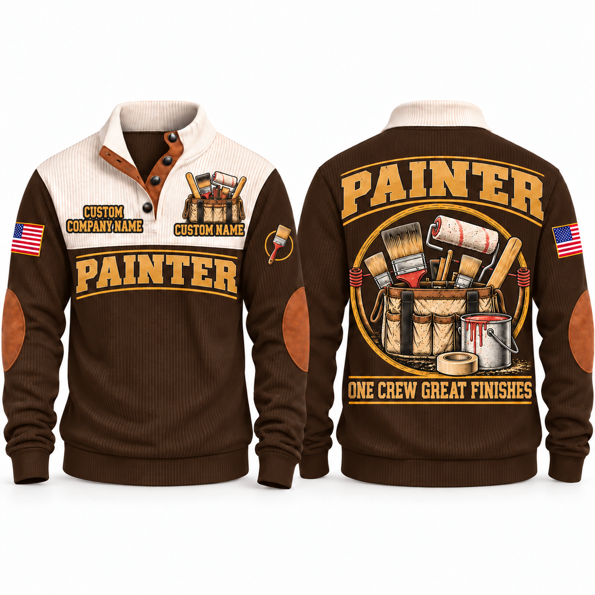 Personalized Painter Painting Crew Sports Sweatshirt — Brown variant