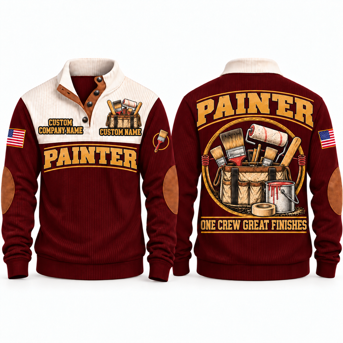 Personalized Painter Painting Crew Sports Sweatshirt — Jujube Red variant