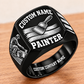 Personalized Painter Signet Ring - Bold Lettering — Black variant